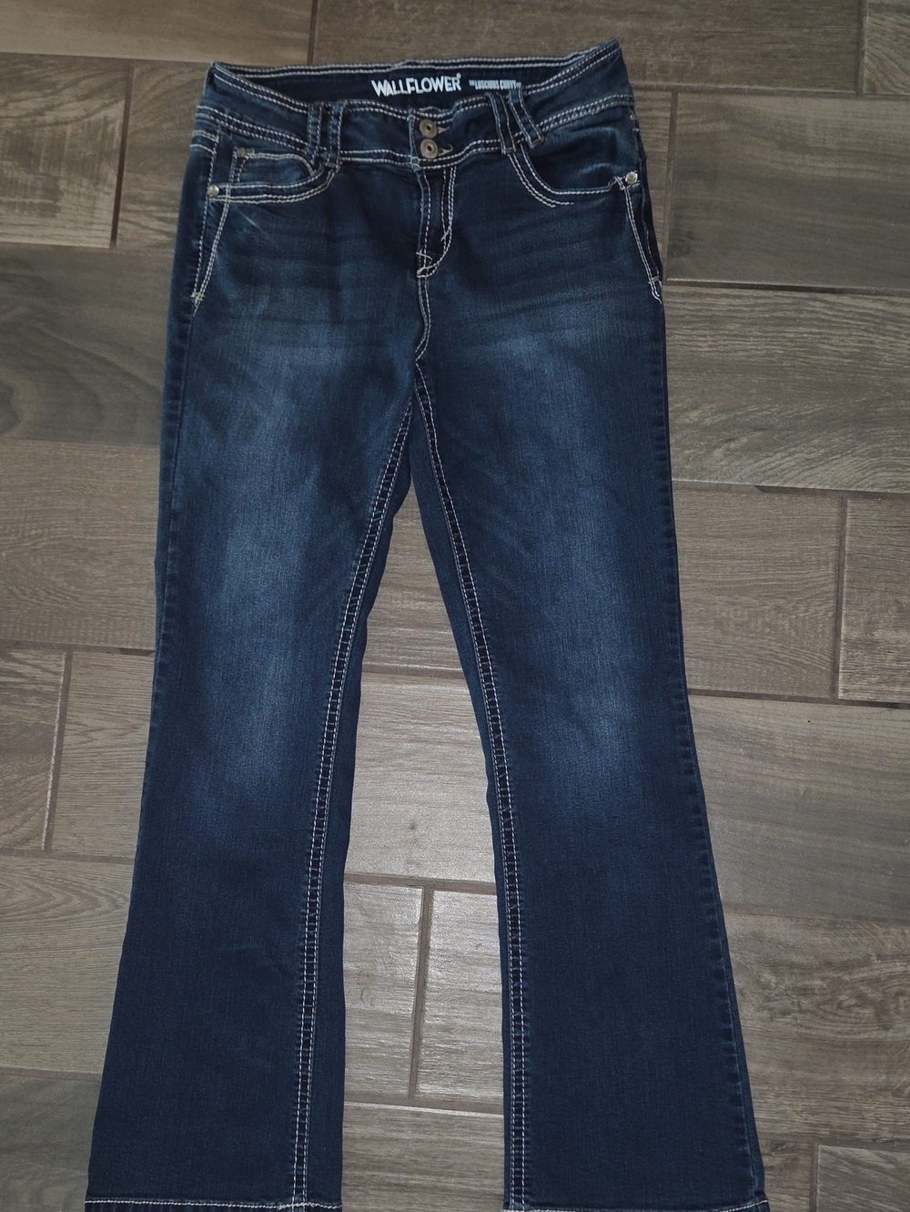 Wallflower Indigo Bootcut Jeans with White Contrast Stitching